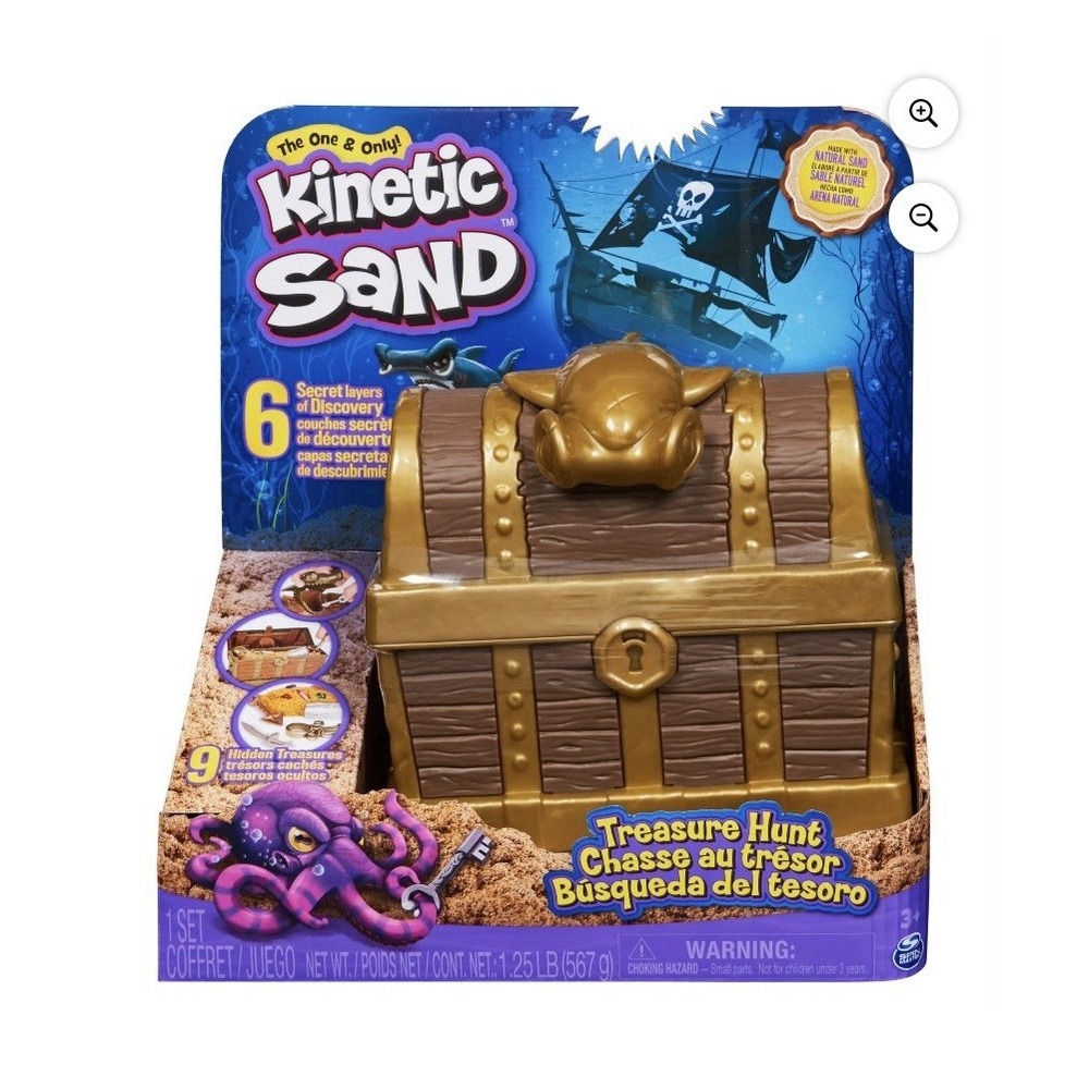 Kinetic Sand Treasure Hunt Sand Chest Set Brown Gold Sand with Accessories